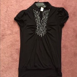 Ruffled black and white business shirt